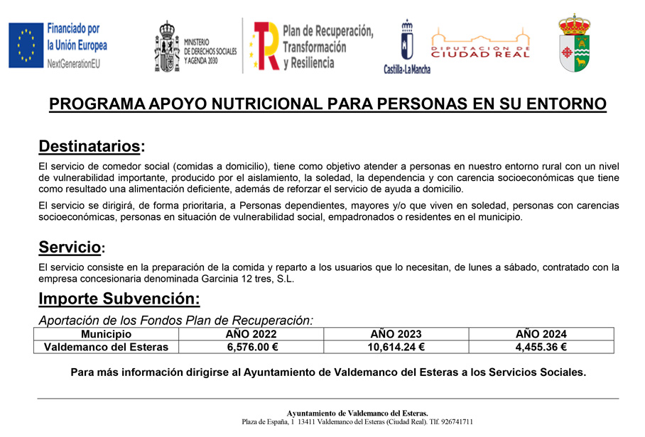 Programa Apoyo Nutricional para personas en su entorno